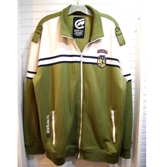 Y2K Ecko Unltd Track Jacket Men's 2XL Rugby Military Gorpcore Sweater Vintage